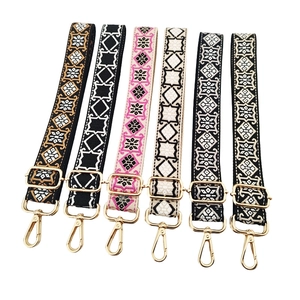 Adjustable wide woven guitar straps with geometric patterns for crossbody handbags