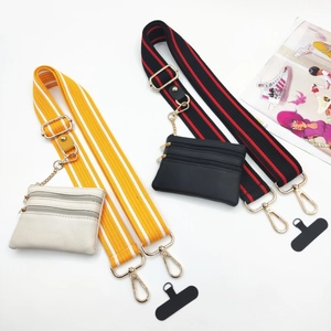 Adjustable Wide Striped Bag Strap Replacement With Detachable Mini Pouch And Phone Tether Tab Crossbody Accessory