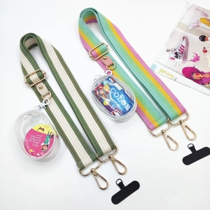 Adjustable colorful wide canvas bag straps with gold hardware and PVC coin purses