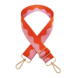 Adjustable wide replacement bag strap with pink and orange wave pattern jacquard