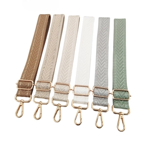 3.8cm wide fabric bag straps with herringbone pattern and gold-tone metal buckles