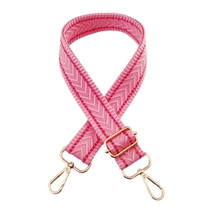 Pink and red chevron replacement bag strap with 3.8cm width and golden metal hardware