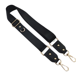 Universal black braided long crossbody strap with adjustable golden metal hardware