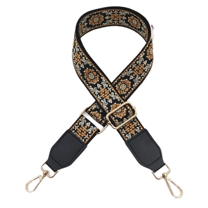 Bunter Jacquard-Taschengurt im Ethno-Stil mit goldenen Karabinerhaken für Umhängetaschen