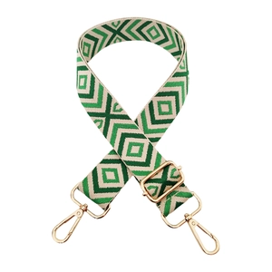 Tracolla regolabile con motivo jacquard a rombi verdi e ganci in metallo dorato