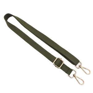 Adjustable army green cotton strap for crossbody bags with gold metal swivel lobster clasps