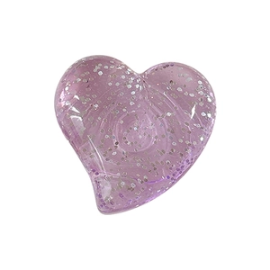 Purple glitter heart-shaped phone socket mount made of translucent resin for mobile grip