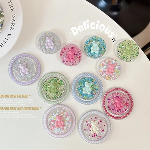 Support de téléphone ours à paillettes magnétique avec sequins pour accessoires MagSafe