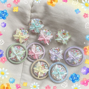Cute bowknot phone grip stand with colorful sequins and butterfly in various pastel colors