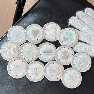 Iridescent shell-texture magnetic phone grip with 3D bow and dolphin relief design