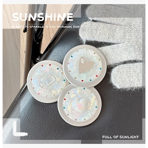Sparkling heart bow phone grip with shell texture and colorful rhinestones for MagSafe
