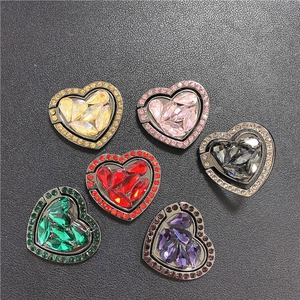 Luxury heart-shaped phone ring holders in six colors with sparkling crystal rhinestones