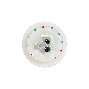 Sparkling shell-texture magnetic phone grip with glitter, rhinestones and a cute bear