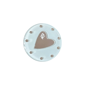 Light blue heart mirror phone grip with me. text and decorative ring design