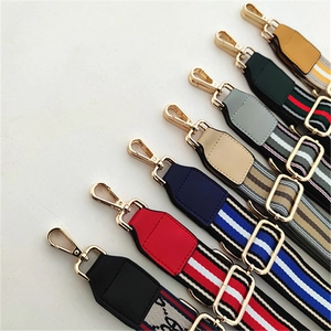 Adjustable wide striped replacement shoulder straps with gold metal swivel hooks