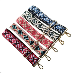 Adjustable Wide Bag Strap Polyester Ethnic Geometric Jacquard Replacement Shoulder Belt For Crossbody Handbags