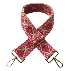 5cm colorful ethnic geometric embroidered shoulder strap with gold metal lobster clasps