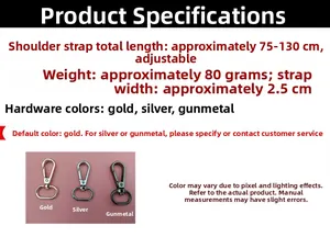 Detailed specs for 2.5cm ethnic style adjustable bag strap with gold silver black buckles