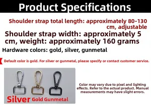Verstellbarer 5cm breiter Ethno-Taschenriemen mit gold silber und gunmetal Haken Detail