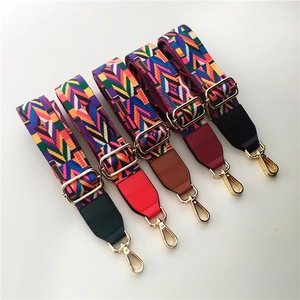 Adjustable ethnic style woven shoulder straps for bags with colorful geometric patterns