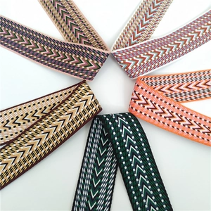 Ethnic style colorful thickened wide shoulder straps with geometric wave patterns for bags