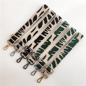 Adjustable zebra print woven straps for handbags with durable metal snap hooks