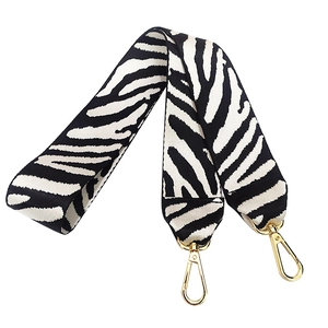 Bandoulière de rechange zébrée avec boucles métalliques dorées pour sacs à main