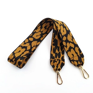 Wide leopard print shoulder strap with golden metal swivel hooks for women bags