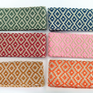 Adjustable colorful wide cotton shoulder straps with ethnic geometric embroidery patterns