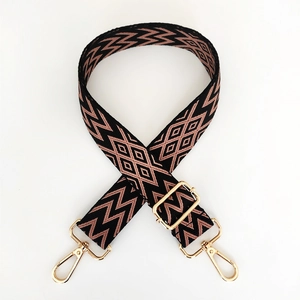 Detail of geometric pattern strap with high-quality gold metal lobster clasps