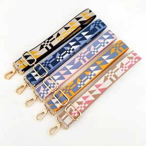 Wide Replacement Bag Strap Adjustable Shoulder Strap Geometric Jacquard Polyester Cotton Webbing Crossbody Handbag Accessory