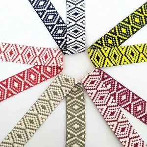 Ethnic geometric wide shoulder straps in five colors for crossbody bags and cameras