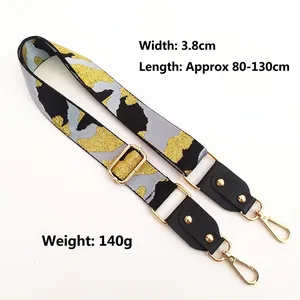 Verstellbarer 3,8cm breiter Camouflage-Schultergurt für Taschen mit goldenen Metallschnallen