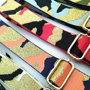 Verstellbarer Camouflage-Taschengurt aus Nylon mit Goldglitzer und Metallbeschlägen
