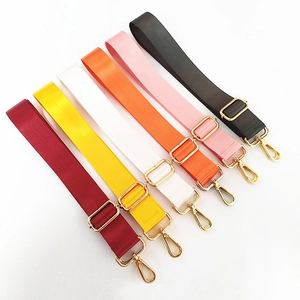 Adjustable Wide Bag Strap Replacement Nylon Crossbody Shoulder Bag Belt Colorful Solid Color Metallic Hardware