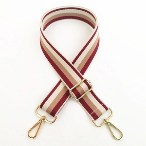 Adjustable striped wide shoulder strap with gold hardware for crossbody handbags