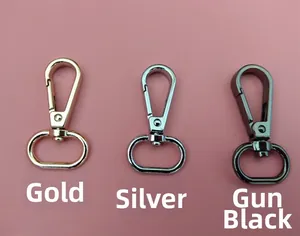 Three-color metal swivel lobster clasps in gold, silver, and gun black for bag strap repair