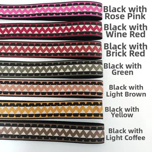Detail of colorful woven shoulder straps with geometric ethnic patterns in 7 styles