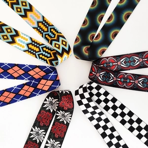 Ethnic style adjustable wide shoulder straps with various colorful geometric patterns