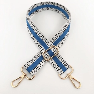 3,8 cm breiter verstellbarer Nylontaschengurt mit blauen Streifen und Polka Dots