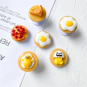 Expanding Phone Socket Grip Retractable Folding Stand Realistic Food Shape Pizza Fried Egg Glossy Plastic Resin Accessory