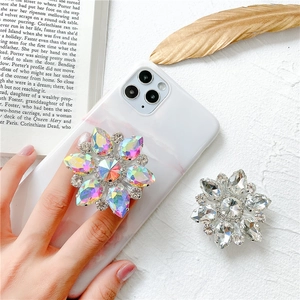Supporto per telefono di lusso a forma di fiore con strass scintillanti