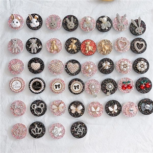 Luxury Glitter Phone Grip Faux Artificial Pearl Rhinestone Heart Bow Retractable Universal Stand Finger Holder For Women Girls