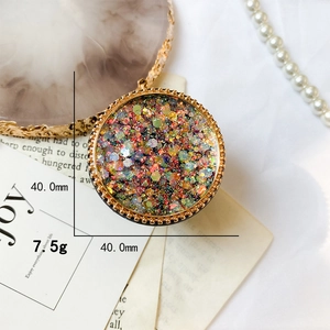 Support de téléphone doré avec paillettes colorées, accessoire pliable de 40 mm de diamètre