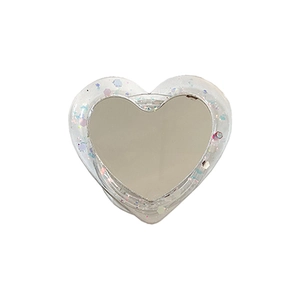 Support téléphone cœur à paillettes avec miroir intégré et sequins holographiques