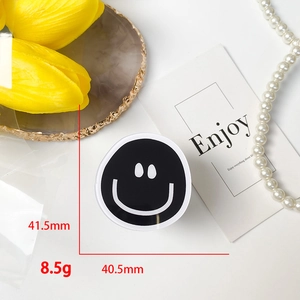 Minimalist DIY smile face phone grip and stand for mobile devices, 41.5mm diameter