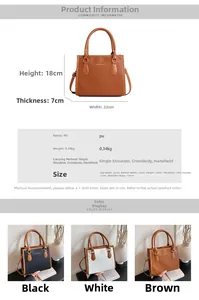 Detailed size specifications for minimalist PU leather shoulder bag with dimensions