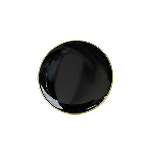 Minimalist round collapsible phone socket with gold trim and glossy black finish