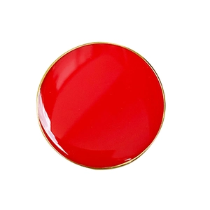Supporto per telefono rotondo rosso e oro con finitura in smalto lucido