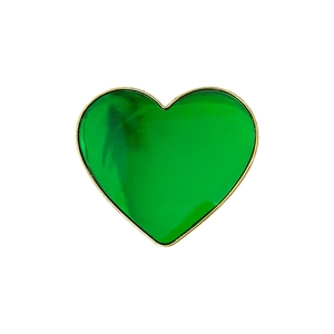 Supporto per telefono a cuore verde minimalista con elegante bordo metallico dorato